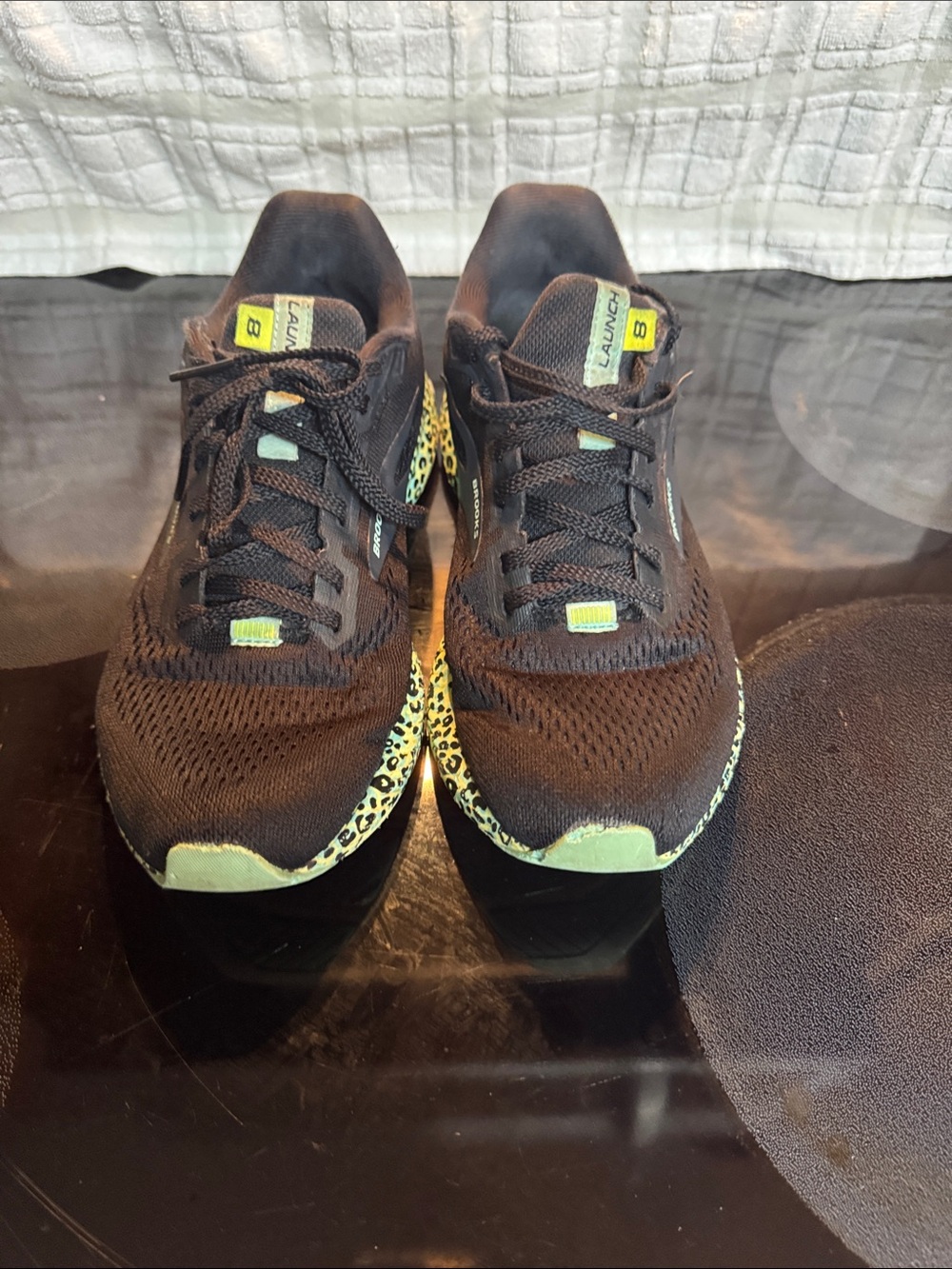Brooks Launch 8  Women's Black and Lime Green Sneakers used condition